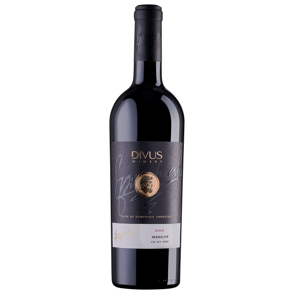 Divus Merlot vin rosu sec 0,75 litri, 14,9% alcool, recolta 2018